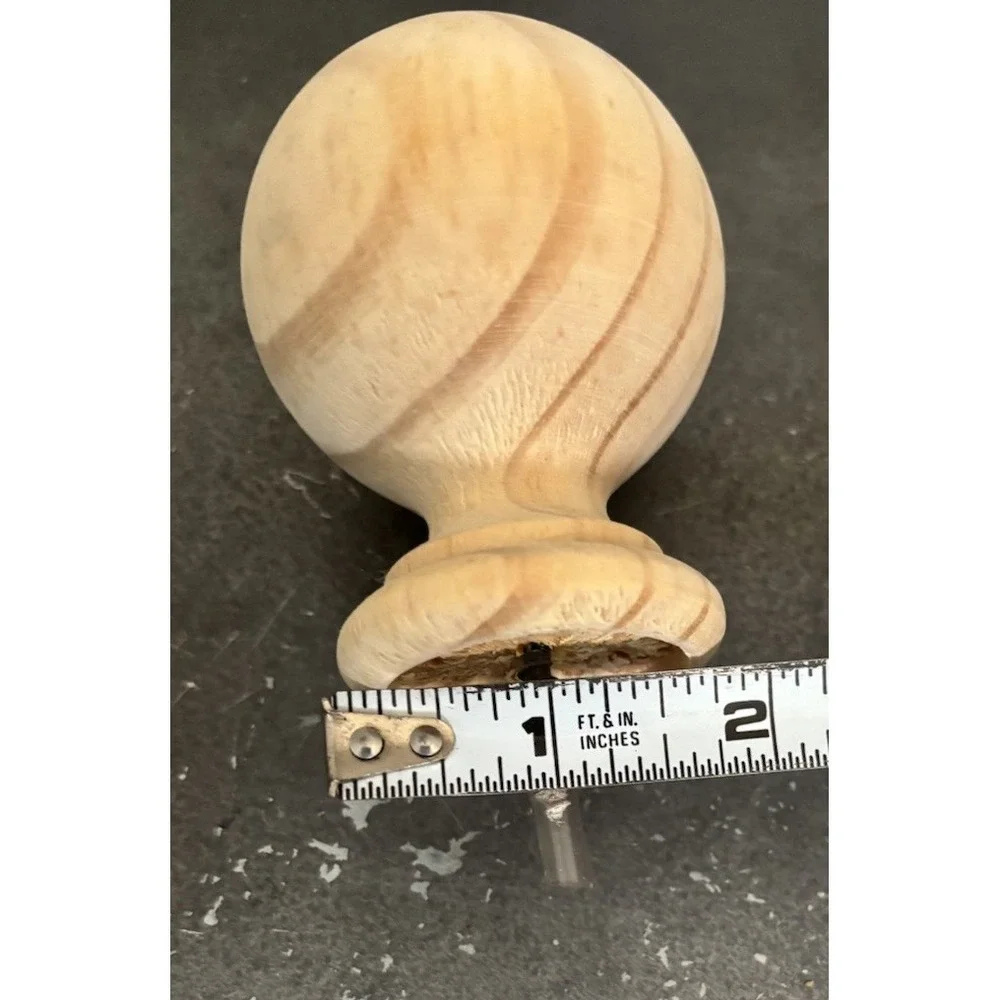 Wood Ball Finials for 1&3/8 inch Drapery Rods Unfinished Set Of 4 (2 Pair)